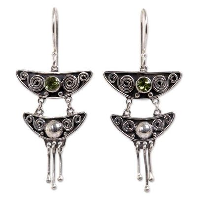 Alternate image for Indonesian Peridot Sterling Silver Chandelier Earrings Summer Moonlight