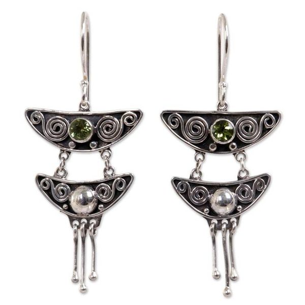 Alternate image for Indonesian Peridot Sterling Silver Chandelier Earrings Summer Moonlight