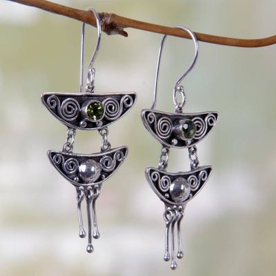 Alternate image for Indonesian Peridot Sterling Silver Chandelier Earrings Summer Moonlight