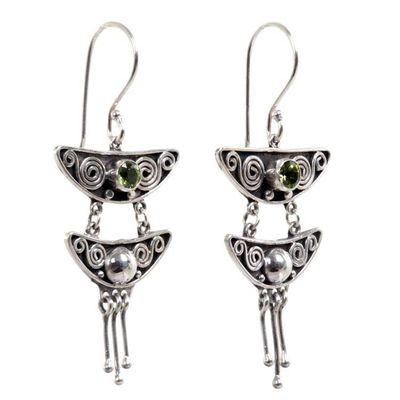 Alternate image for Indonesian Peridot Sterling Silver Chandelier Earrings Summer Moonlight