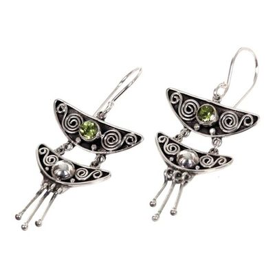 Alternate image for Indonesian Peridot Sterling Silver Chandelier Earrings Summer Moonlight