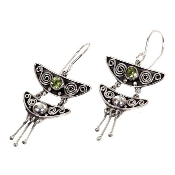 Alternate image for Indonesian Peridot Sterling Silver Chandelier Earrings Summer Moonlight