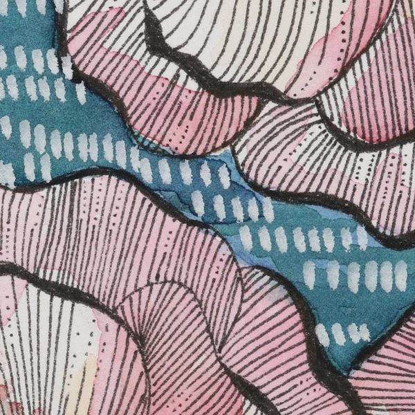 Alternate image for Floral-Themed Watercolor Painting on Paper Night Blossoms