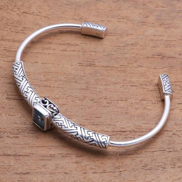Alternate image for 3.5-Carat Blue Topaz Cuff Bracelet from Bali Gemstone Imagination