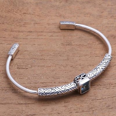Alternate image for 3.5-Carat Blue Topaz Cuff Bracelet from Bali Gemstone Imagination