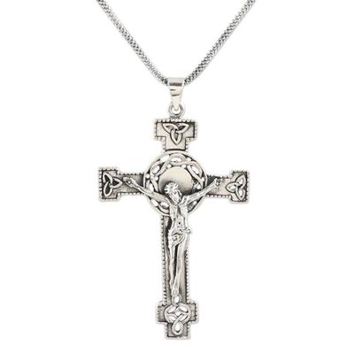 Alternate image for Hand Crafted Sterling Silver Cross Pendant Necklace The Savior