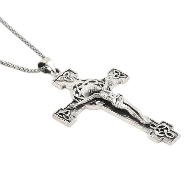 Alternate image for Hand Crafted Sterling Silver Cross Pendant Necklace The Savior