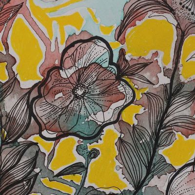 Alternate image for Modern Floral-Themed Watercolor Acrylic on Paper Painting Wildflowers