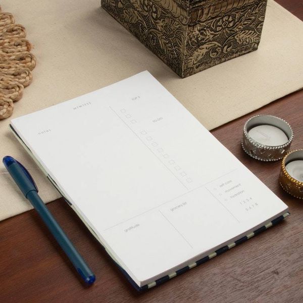 Alternate image for Abstract-Patterned Blue and Ivory 100 Cotton Daily Planner Blue  Brilliant