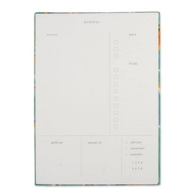 Alternate image for Floral-Patterned Yellow and Turquoise Cotton Daily Planner Summer Desires