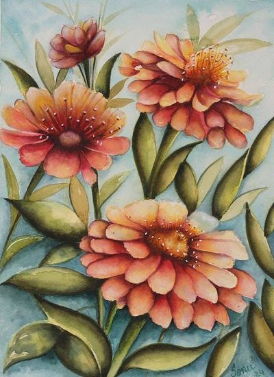 Alternate image for Impressionist Floral and Leaf-Themed Watercolor Painting Ethereal Garden