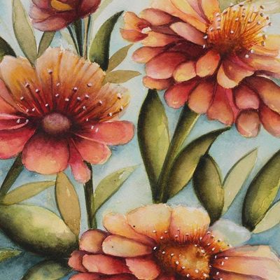 Alternate image for Impressionist Floral and Leaf-Themed Watercolor Painting Ethereal Garden