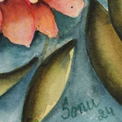 Alternate image for Impressionist Floral and Leaf-Themed Watercolor Painting Ethereal Garden