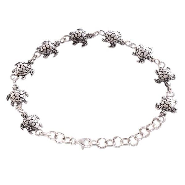 Alternate image for Handcrafted Sterling Silver Turtle Link Bracelet from Bali Turtle Promenade