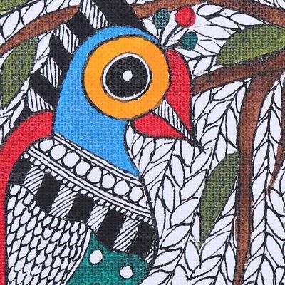 Alternate image for Signed Madhubani Folk Art Acrylic Elephant Painting Royal Ambiance