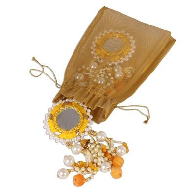 Alternate image for Mirrored Beaded Ornaments from India Set of 3 Mirrored Suns