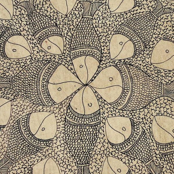 Alternate image for Madhubani painting Fish Family