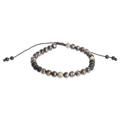 Alternate image for Mens Handmade Obsidian and Onyx Beaded Wristband Bracelet Black Beach