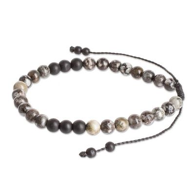 Alternate image for Mens Handmade Obsidian and Onyx Beaded Wristband Bracelet Black Beach
