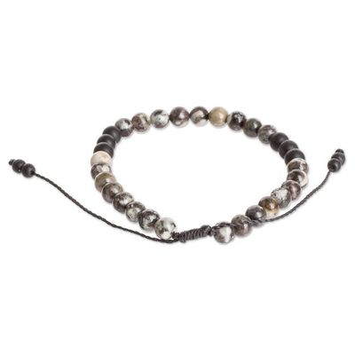 Alternate image for Mens Handmade Obsidian and Onyx Beaded Wristband Bracelet Black Beach