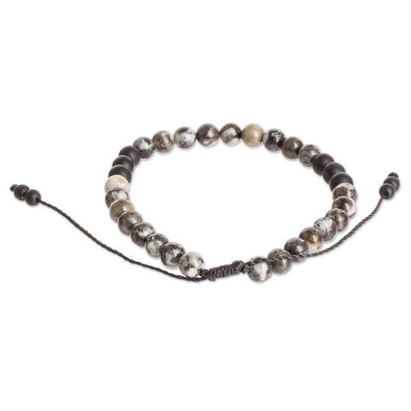 Alternate image for Mens Handmade Obsidian and Onyx Beaded Wristband Bracelet Black Beach
