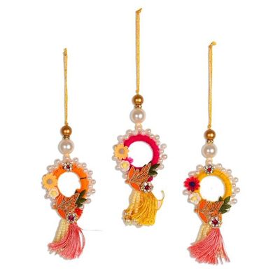 Primary image for Beaded Wreath Ornaments from India Set of 3 Dancing Wreaths