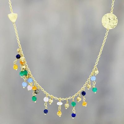 Primary image for Gold Plated Multi-Gemstone Waterfall Necklace from India Rainbow Drizzle