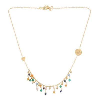 Alternate image for Gold Plated Multi-Gemstone Waterfall Necklace from India Rainbow Drizzle