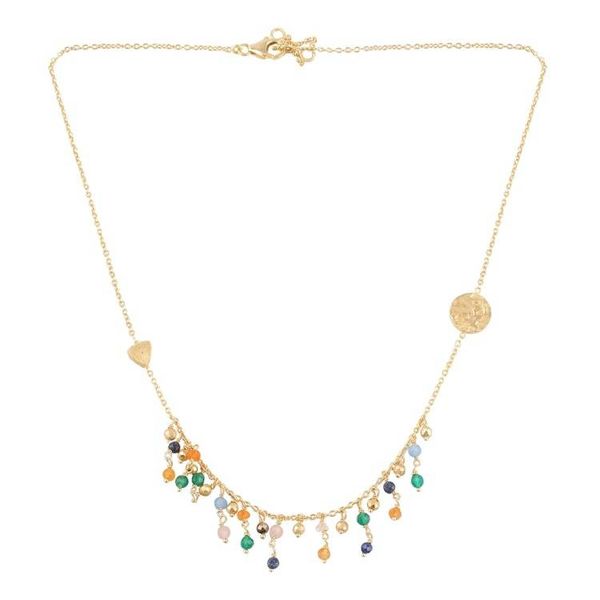 Alternate image for Gold Plated Multi-Gemstone Waterfall Necklace from India Rainbow Drizzle