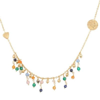 Alternate image for Gold Plated Multi-Gemstone Waterfall Necklace from India Rainbow Drizzle
