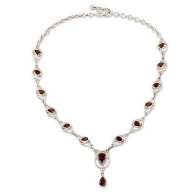 Alternate image for 13-Carat Pear-Shaped Natural Garnet Y-Necklace from India Passion Soire
