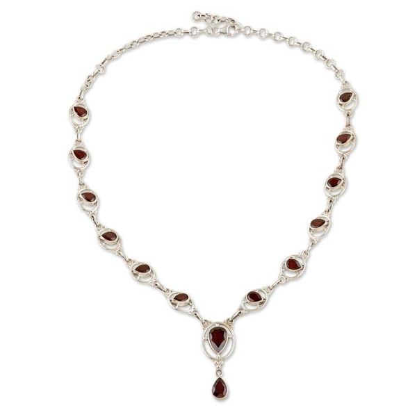 Alternate image for 13-Carat Pear-Shaped Natural Garnet Y-Necklace from India Passion Soire
