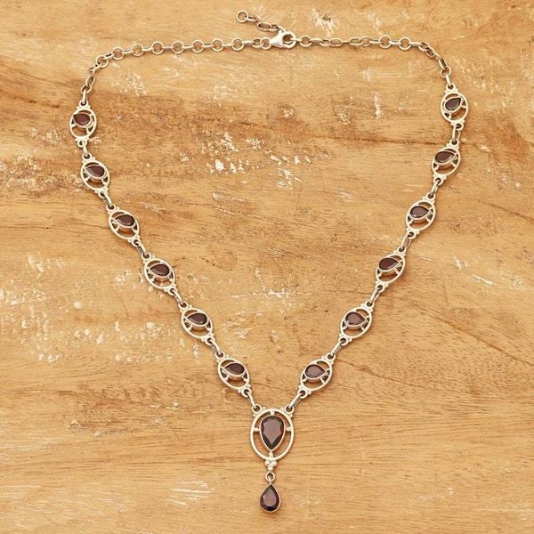 Alternate image for 13-Carat Pear-Shaped Natural Garnet Y-Necklace from India Passion Soire