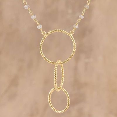 Primary image for Gold Plated Labradorite Link Pendant Necklace from India Golden Rope