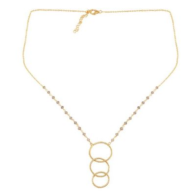 Alternate image for Gold Plated Labradorite Link Pendant Necklace from India Golden Rope