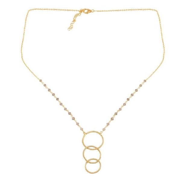 Alternate image for Gold Plated Labradorite Link Pendant Necklace from India Golden Rope