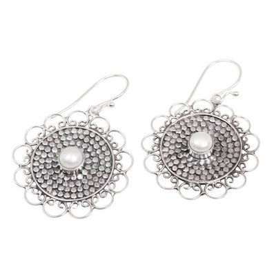Alternate image for Cultured Pearl and Sterling Silver Dangle Earrings from Bali Pearl Elegance