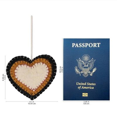 Alternate image for Colorful Wool Felt Heart Ornaments from India Set of 4 Entrancing Hearts