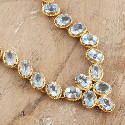 Primary image for Gold-Plated Sterling Silver Blue Topaz Pendant Necklace Blue Garland