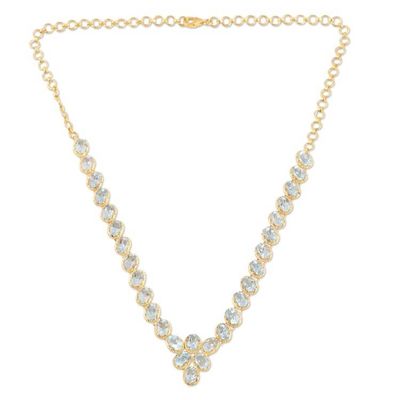 Alternate image for Gold-Plated Sterling Silver Blue Topaz Pendant Necklace Blue Garland