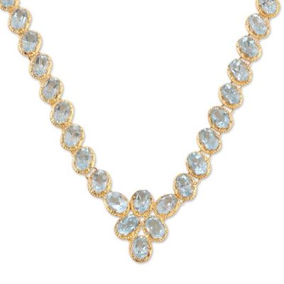 Alternate image for Gold-Plated Sterling Silver Blue Topaz Pendant Necklace Blue Garland