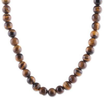 Alternate image for Bohemian Tigers Eye Beaded Necklace Handmade in India Earths Power