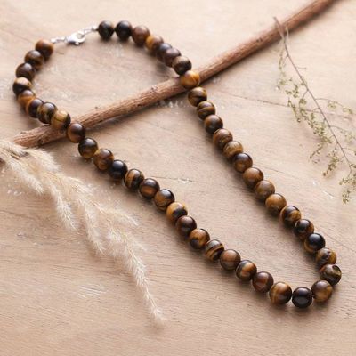 Primary image for Bohemian Tigers Eye Beaded Necklace Handmade in India Earths Power