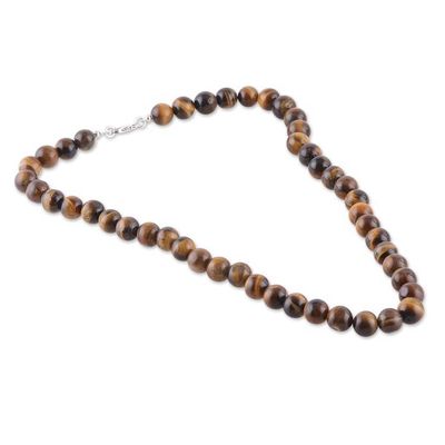 Alternate image for Bohemian Tigers Eye Beaded Necklace Handmade in India Earths Power