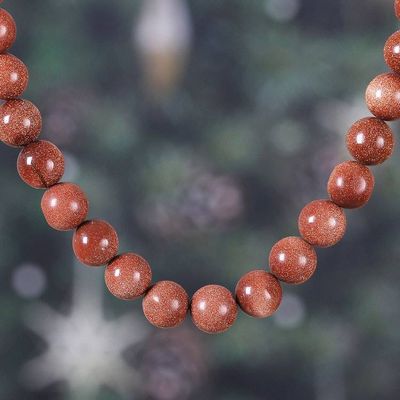 Primary image for Natural Sunstone Beaded Necklace Handmade in India Suns Power