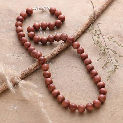 Alternate image for Natural Sunstone Beaded Necklace Handmade in India Suns Power