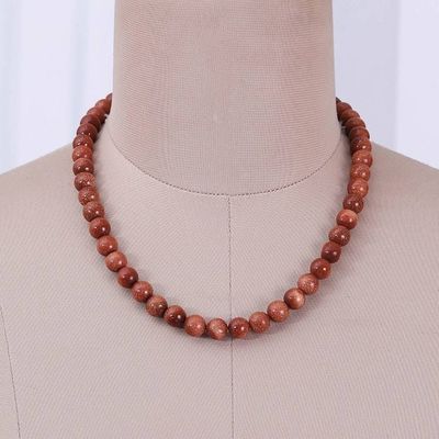 Alternate image for Natural Sunstone Beaded Necklace Handmade in India Suns Power