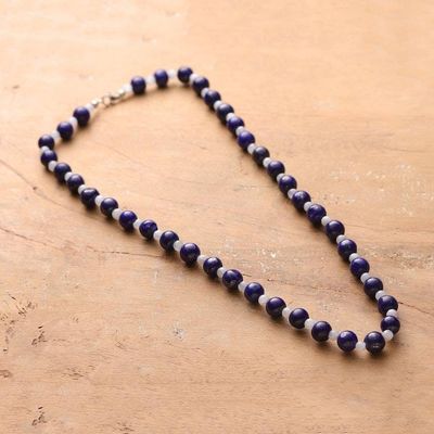 Primary image for Bohemian-Themed Moonstone and Lapis Lazuli Beaded Necklace Lunar Truth