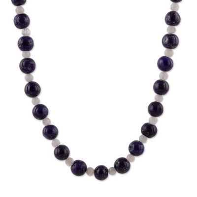 Alternate image for Bohemian-Themed Moonstone and Lapis Lazuli Beaded Necklace Lunar Truth