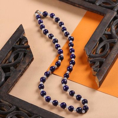 Alternate image for Bohemian-Themed Moonstone and Lapis Lazuli Beaded Necklace Lunar Truth